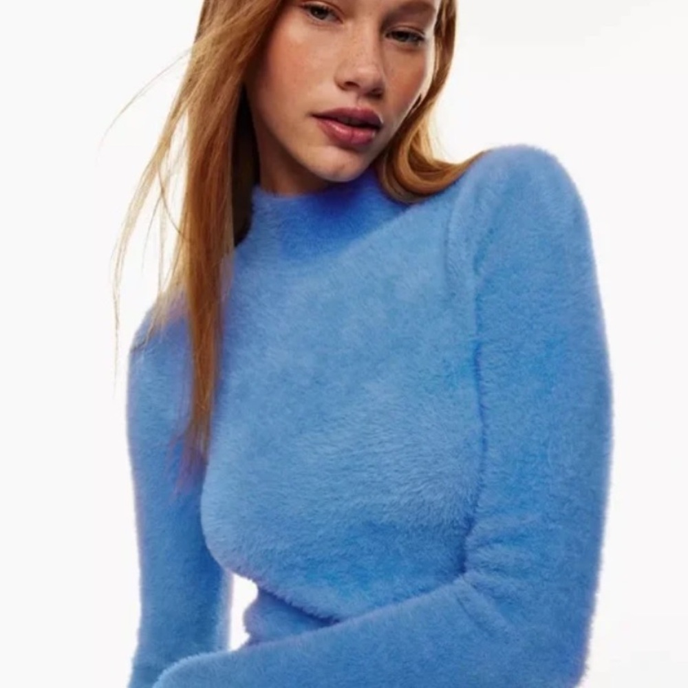 Aritzia Sunday Best Cozy Blue Mock Turtleneck Dress